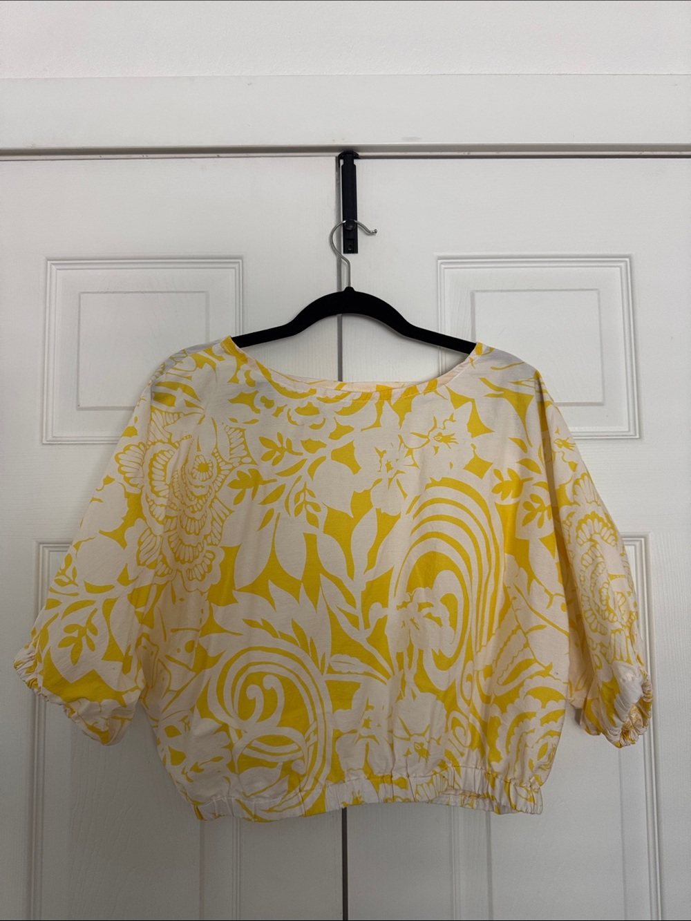 Yellow and white crop top - one of a kind